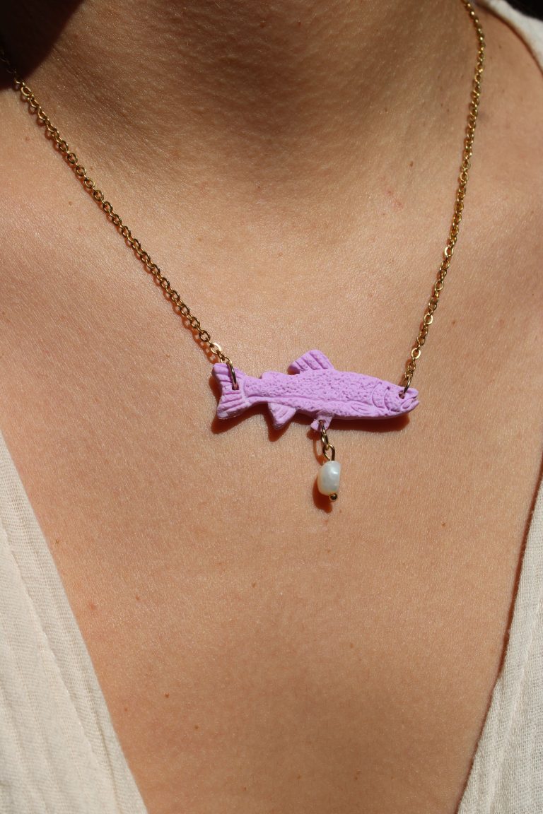 ginkgo creations colección kawaii - collar fish pearl