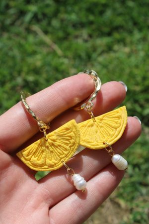 ginkgo creations colección kawaii - pendientes lemon